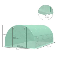 Outsunny 20 X 10' Greenhouse Walk-in Tunnel Garden Heavy Duty Metal Frame Warm House, Green(m-3)