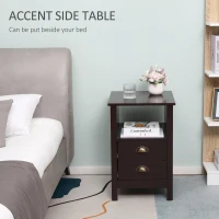 HOMCOM Modern End Table with 2 Drawers and Storage Shelf, Accent Sofa Side Table for Living Room, Coffee(m-5)