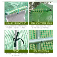 Outsunny 12.5' x 6.3' x 6.4' Steeple Walk-in Tunnel Greenhouse Garden Plant Seed Grow Tent Polythene with Windows and Door Green(m-6)