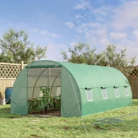 Outsunny 20 X 10' Greenhouse Walk-in Tunnel Garden Heavy Duty Metal Frame Warm House, Green(m-1)