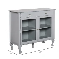 HOMCOM Retro Style Kitchen Sideboard Serving Buffet Storage Cabinet Cupboard with Glass Doors and Drawers, Adjustable Shelves(m-3)