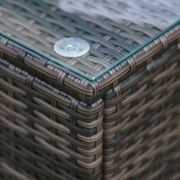 Outsunny 5PC Outdoor Modular Rattan Wicker Sofa Set Aluminum Frame Garden Sectional Patio Furniture with Table, Brown(m-10)