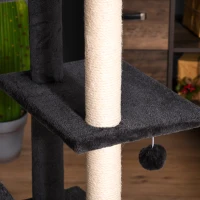 PawHut 67.75" Cat tree Tower Climbing Kitten Activity Center Furniture with Jute Scratching Post Pad Condo Perch Hanging Balls Tunnel Teasing Rope Dark Grey(m-12)