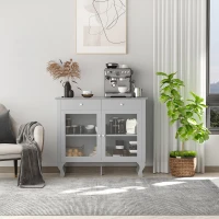 HOMCOM Retro Style Kitchen Sideboard Serving Buffet Storage Cabinet Cupboard with Glass Doors and Drawers, Adjustable Shelves(m-1)