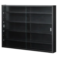 HOMCOM 5-Tier Wall Shelf Display Cabinet with Glass Doors and 4 Adjustable Shelves(m-10)