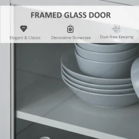 HOMCOM Retro Style Kitchen Sideboard Serving Buffet Storage Cabinet Cupboard with Glass Doors and Drawers, Adjustable Shelves(m-7)