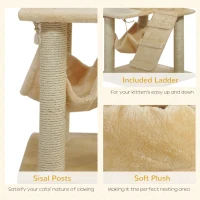 Pawhut Luxury 52Inch Cat Scratching Tree Condo Pet Bed Furniture Kitten Scratch Activity Center with HAMMOCK, Beige(m-5)