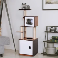 PawHut Multi-Level 57" Cat Tree Large Perch & Condo(m-7)