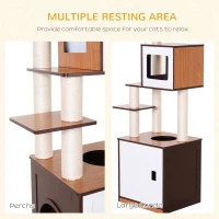PawHut Multi-Level 57" Cat Tree Large Perch & Condo(m-4)