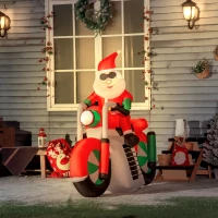 Outsunny 5ft Christmas Inflatable Santa Claus with Sunglasses on Motorcycle, Blow-Up Outdoor LED Yard Display for Lawn Garden Party(m-1)