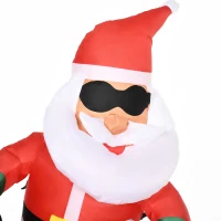 Outsunny 5ft Christmas Inflatable Santa Claus with Sunglasses on Motorcycle, Blow-Up Outdoor LED Yard Display for Lawn Garden Party(m-8)