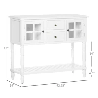 HOMCOM Vintage Console Table with 2 Drawers and Cabinets, Retro Sofa Table for Entryway, Living Room and Hallway, White(m-3)
