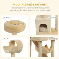 Pawhut Luxury 52Inch Cat Scratching Tree Condo Pet Bed Furniture Kitten Scratch Activity Center with HAMMOCK, Beige(m-6)