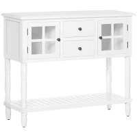 HOMCOM Vintage Console Table with 2 Drawers and Cabinets, Retro Sofa Table for Entryway, Living Room and Hallway, White(m-1)