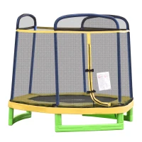 Outsunny 7FT Heavy-Duty Trampoline for Kids Outdoor Toys, Small Backyard 7' Trampoline with Net, Exercise Toy for Kids 3-12, Yellow(m-12)