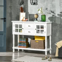 HOMCOM Vintage Console Table with 2 Drawers and Cabinets, Retro Sofa Table for Entryway, Living Room and Hallway, White(m-2)