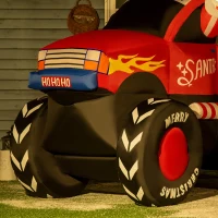 Outsunny 7ft Christmas Inflatable Santa Claus Driving Truck with Gifts, Blow-Up Outdoor LED Yard Display for Lawn Garden Party(m-12)