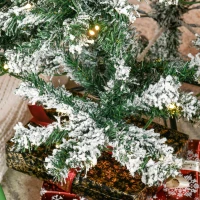 HOMCOM 7.5ft Tall Pre-Lit Snow-Flocked Artificial Christmas Tree with Realistic Branches, 550 Warm White LED Lights and 1346 Tips(m-12)