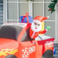 Outsunny 7ft Christmas Inflatable Santa Claus Driving Truck with Gifts, Blow-Up Outdoor LED Yard Display for Lawn Garden Party(m-11)