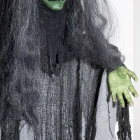Outsunny 65" Life Size Outdoor Halloween Decorations Green Witch with Skull, Animated Prop Animatronic Décor with  Sound and Motion Activated, Light Up Eyes, Spooky Scream Sound(m-13)