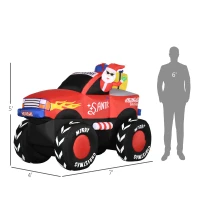 Outsunny 7ft Christmas Inflatable Santa Claus Driving Truck with Gifts, Blow-Up Outdoor LED Yard Display for Lawn Garden Party(m-3)
