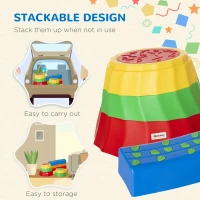 Outsunny 10 Piece Learn-to-Balance Toy Stepping Stones for Kids with Stackable Design, Kids Balance Beam Backyard Toy, Non-Slip Preschool Learning Toy, Outdoor Obstacle Course for Kids 3-6(m-4)