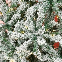 HOMCOM 7.5ft Tall Pre-Lit Snow-Flocked Artificial Christmas Tree with Realistic Branches, 550 Warm White LED Lights and 1346 Tips(m-13)