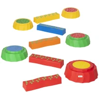 Outsunny 10 Piece Learn-to-Balance Toy Stepping Stones for Kids with Stackable Design, Kids Balance Beam Backyard Toy, Non-Slip Preschool Learning Toy, Outdoor Obstacle Course for Kids 3-6(m-1)