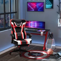 Vinsetto Racing Gaming Chair with Vibration Massage Lumbar Support Pillow, High Back Computer Chair with Footrest, Adjustable Height, Red(m-8)