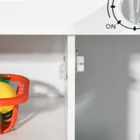 Qaba Wooden Play Kitchen, Kids Kitchen Playset with Sound Effects and Lights, Children's Imaginative Pretend Toy with Faucet Clock, 3-6 Years Old, Blue(m-9)