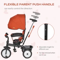 Qaba Baby Tricycle 2 In 1 Baby Stroller Kid Trike with Adjustable Canopy Red(m-8)