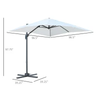 Outsunny 8‘x8’ Square Patio Offset Hanging Cantilever Umbrella 360° Rotation w/ Cross Base Cream(m-3)
