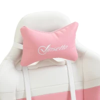Vinsetto Office Chair Racing Gaming Chair Faux Leather Adjustable Height Recliner with Wheels, Headrest, Lumbar Support for Girls Gift, Pink and White(m-12)