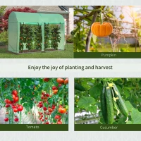Outsunny 10' x 3' x 7' Tunnel Greenhouse Outdoor Walk-In Hot House with Roll-up Windows and Zippered Door, Steel Frame, PE Cover, Green(m-7)