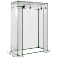 Outsunny 40"L x 20"W x 59"H Walk-in Garden Greenhouse with Durable Steel Frame Outdoor Hot House Tomato Plant Warm House w/ Roll up Door, PVC Cover, Clear(m-2)