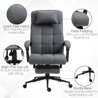Vinsetto Reclining Office Chair Rolling Swivel Chair Footrest Linen-Feel, Dark Gray(m-7)