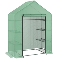 Outsunny Walk-in Greenhouse 4-Tier Large Warm Herb Plants and Flower Green house Warm House with Shelves for Lawn Garden Outdoor, Green (56 x 30 x 78-Inch)(m-2)