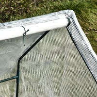 Outsunny 71" x 36" x 36" Portable Mini Greenhouse Tunnel Growing Tent Plants Flower Warm House w/ Zippered Roll-up Doors, PE Cover, White(m-7)