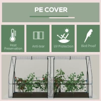 Outsunny 71" x 36" x 36" Portable Mini Greenhouse Tunnel Growing Tent Plants Flower Warm House w/ Zippered Roll-up Doors, PE Cover, White(m-4)