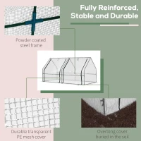 Outsunny 71" x 36" x 36" Portable Mini Greenhouse Tunnel Growing Tent Plants Flower Warm House w/ Zippered Roll-up Doors, PE Cover, White(m-5)