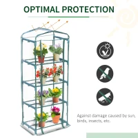 Outsunny 28" x 20" x 63" Portable Greenhouse with 4 Tier Shelves Outdoor Hot House Plant Flower Greenhouse, Steel Frame, PVC Cover, Clear(m-6)