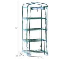 Outsunny 28" x 20" x 63" Portable Greenhouse with 4 Tier Shelves Outdoor Hot House Plant Flower Greenhouse, Steel Frame, PVC Cover, Clear(m-3)