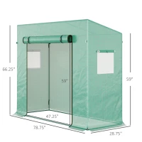 Outsunny 79" x 29" x 66" Walk-in Garden Greenhouse Patio Hot House with Durable Steel Frame Outdoor Tomato Plant House Green(m-3)