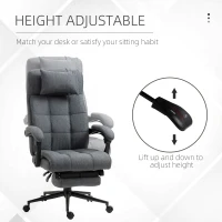 Vinsetto Reclining Office Chair Rolling Swivel Chair Footrest Linen-Feel, Dark Gray(m-4)