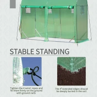 Outsunny 10' x 3' x 7' Tunnel Greenhouse Outdoor Walk-In Hot House with Roll-up Windows and Zippered Door, Steel Frame, PE Cover, Green(m-5)