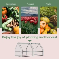 Outsunny 71" x 36" x 36" Portable Mini Greenhouse Tunnel Growing Tent Plants Flower Warm House w/ Zippered Roll-up Doors, PE Cover, White(m-6)