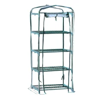 Outsunny 28" x 20" x 63" Portable Greenhouse with 4 Tier Shelves Outdoor Hot House Plant Flower Greenhouse, Steel Frame, PVC Cover, Clear(m-2)