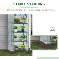 Outsunny 28" x 20" x 63" Portable Greenhouse with 4 Tier Shelves Outdoor Hot House Plant Flower Greenhouse, Steel Frame, PVC Cover, Clear(m-4)