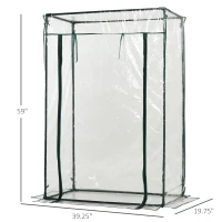 Outsunny 40"L x 20"W x 59"H Walk-in Garden Greenhouse with Durable Steel Frame Outdoor Hot House Tomato Plant Warm House w/ Roll up Door, PVC Cover, Clear(m-3)