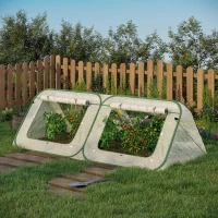 Outsunny 95" x 47" x 30" Pop Up Mini Greenhouse with Roll Up Doors & Portable Zipper Bag for Plants Outdoor, PE Cover(m-1)